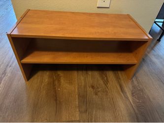 Small wooden light brown storage shelf
