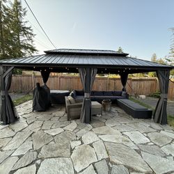 12x20 Outdoor Pavilion w/ Full Setup – Sectional, Solo Stove, Power + More!