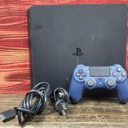 PS4 Slim (CUH-2215B) 1TB Console w/ Blue Contoller and Cables 