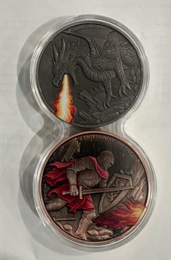 2 Troy Oz .999 Fine Copper Dragon & Knight Coins