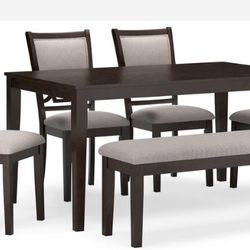 Langwest Brown Dining Table and 4 Chairs and Bench (Set of 6)