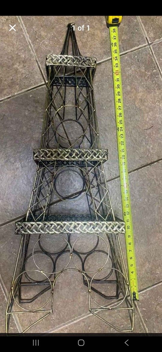 Gold Wine Rack Eiffel Tower Hold 6 Bottles