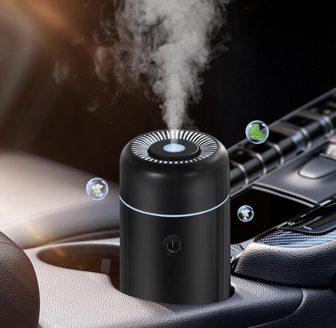 Car Diffusers for Essential Oils,USB Car Scent Air Humidifier Diffuser, Small Mini Aroma Diffuser,Aromatherapy oil Defusers, 7Color Changing Light,Aut