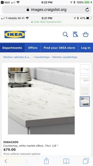 Two Ikea Ekbacken White Carrera Marble Effect Countertops For Sale