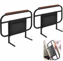 Bed Side Rails for Adjustable Bed Base, Fit Wooden Base Only 17" Set of 2 Bed Rail for Adjustable Bed Frame for Elderly Screw On