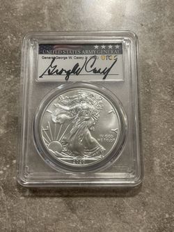 2020 American Silver Eagle  $1 1oz Gen. George W. Casey Jr. Signed PCGS  MS 69 First Strike Emergency Issue 