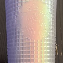 Starbucks Spring 2022 Iridescent Frost White Grid Tumbler 24 oz
