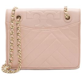 Tory Burch Pink Leather Chevron Alexa Shoulder Bag (authentic)