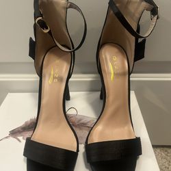 Size 7 Black Dress Open Toe Heels 