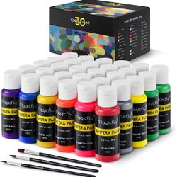 Magicfly PATIO PAINT WATERPROOF OUTDOOR ACRYLIC PAINT SET 30 COLORS