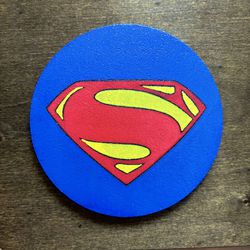 Superman Man of Steel Logo Laser Engraved Painted Cork Coaster
