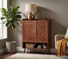 Storage Cabinet—Mid-Century Modern Herringbone
