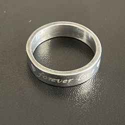 4mm Silver Stainless Steel Forever Love Ring Size 6