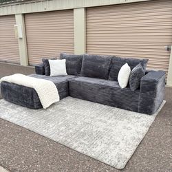 Viral TikTok Grey Boneless Couch w/ Chaise (Brand New)