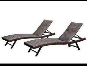 New In box. Domi Set of 2 Outdoor Chaise Lounge Aluminum Patio Padded Quick Dry Foam Wicker Lounge