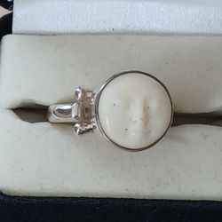 Vintage Sterling Silver Sajen Moon Face Ring Women's Size 8 To 8.5