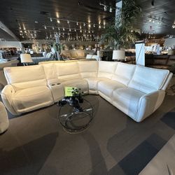 6PC Dual Power Reclining Leather Sectional 