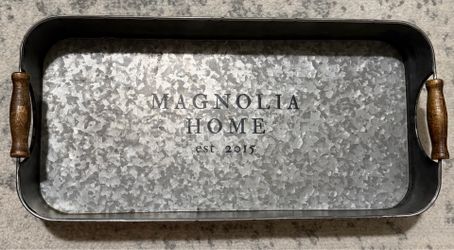 Magnolia Home Metal Serving Tray  Planter Home Decor Wood Handles Est. 2015