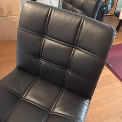 One Leopard Modern Square PU Leather Adjustable Bar Stools with Back, Square Back Bar Stool