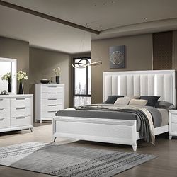 QUEEN KING BEDROOM SET 4 PIECE BED DRESSER NIGHTSTAND MIRROR - RECAMARA CAMA ESPEJO TOCADOR
