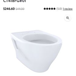 NEW TOTO WALL HUNG MOUNTED TOILET CT418FG#01 ON WHITE EURO SLIM ELONGATED SPACE SAVER EASY CLEAN DUAL MAX FLUSH SYSTEM