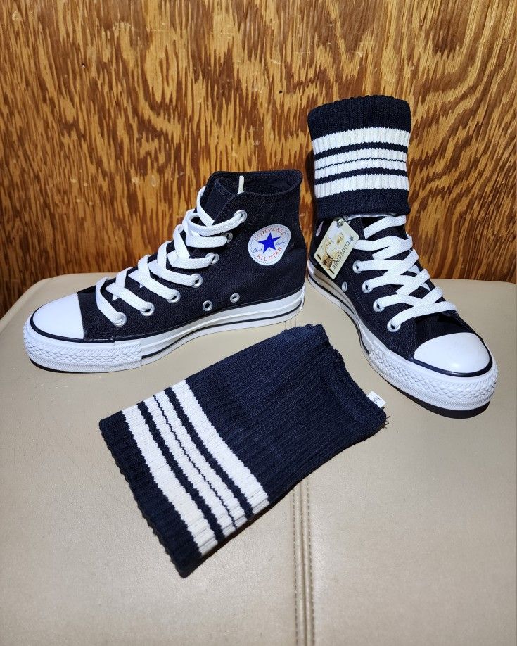 RARE NEW Converse All Star Knee High Roll Down Sock XX HI Women