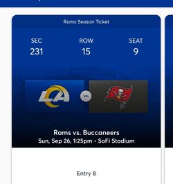 Rams Vrs Buccaneers  2 Seats