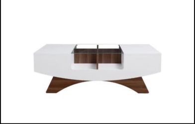 Bowery Hill Coffee Table in White and Light Walnut New
