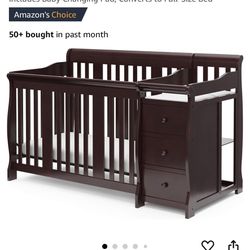 Disassembled 5-in-1 Convertible Crib W/ Built In Changing Table