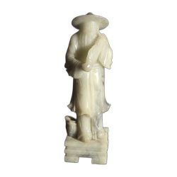Chinese Carved Soapstone Scholar Sage Figurine 5in Conical Hat PRC Export