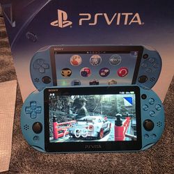 Playstation PS Vita Aqua Blue 2000 Series Mod--bed Playstation Psp Video Game Console Psvita Boxed
