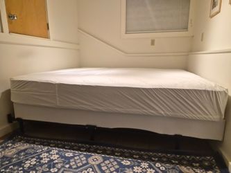 King bed Metal Bed Frame + Box spring &  Cover