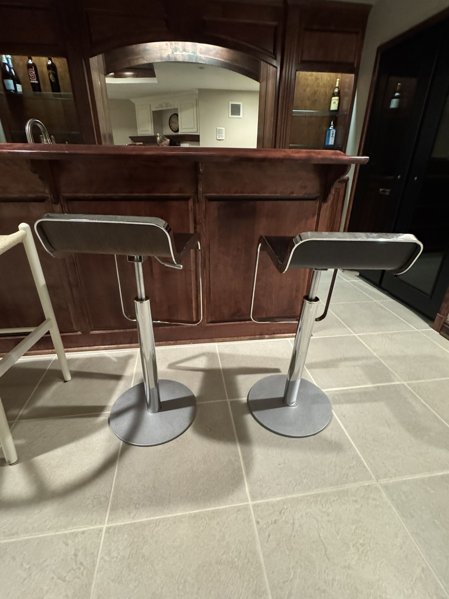 2 Wood Metal Barstools