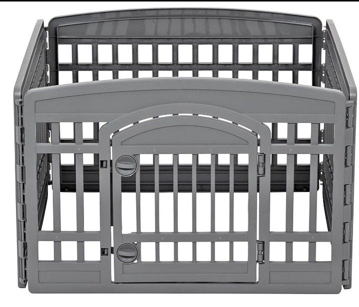 4-Panel Indoor Pet Dog Square Playpen, Puppy Playpen with Door, 24" tall,