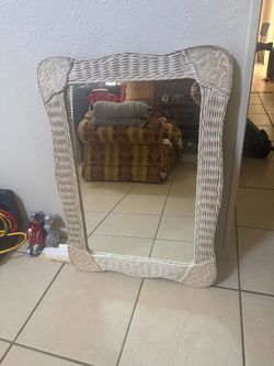 Decorative Wicker Frame Mirror – 26” x 37”