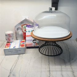 Cake Plate Footed Iron And Glass Versatile 4 Pieces And Decorating Supplies