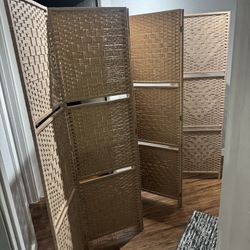 Natural Woven Rattan Folding Room Divider – 6 Panel Privacy Screen