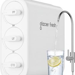 GLACIER FRESH GFU06 0.01μm Ultra Filtration Under Sink Water Filter System, Tankless Ultra Compact Design, with Faucet, No Electricity & Waste Water, 