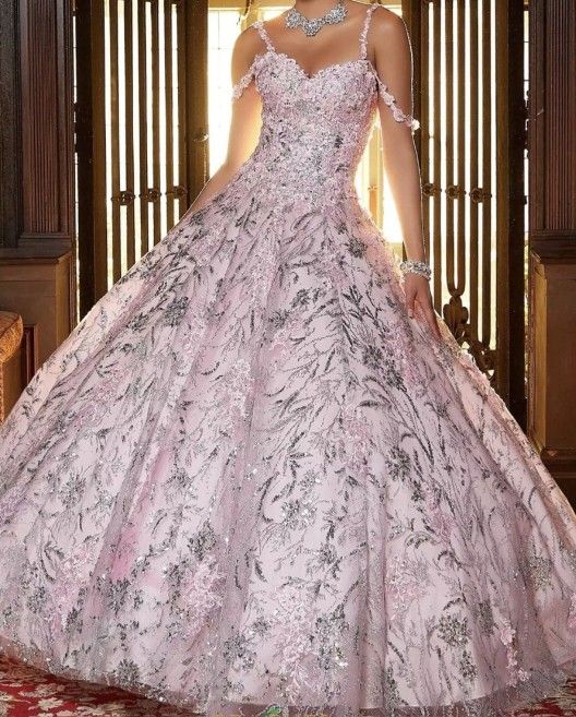 Pink And Silver Quinceanera Dress