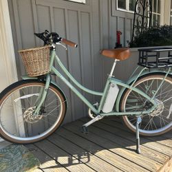 Retrospec Beaumont Rev 2 City Electric Bike - Step Through, Mint