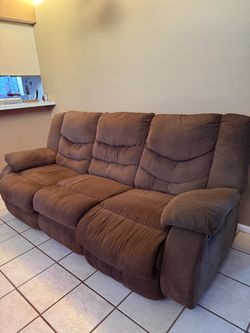 Brown Microfiber Reclining Sofa