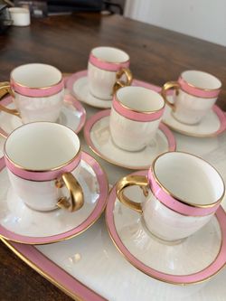 Vintage Noritake Hand‑Painted Tea Set – Pink & Gold Trim (Full Set)