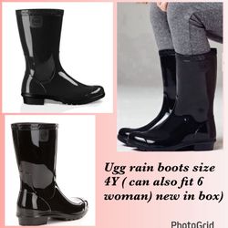 Ugg Rain Boots Size 4y (can Fit 6 Women New In Box $45) Firm Cash Or Zelle Only