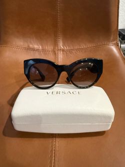 Authentic Versace MOD. 4297 Black Glitter Medusa Cat Eye Sunglasses w/ Case