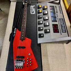 Gorgeous Roland G-77 1980s bass guitar synthesizer controller with matching Roland's GR-77B floor synthesizer module.