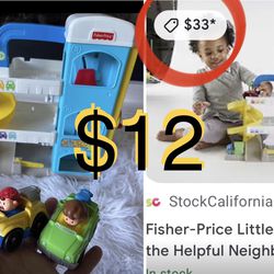 $12 Fisher price Little People Educational Toy Garage Playset like new with 2 cars 🚗 🚙 