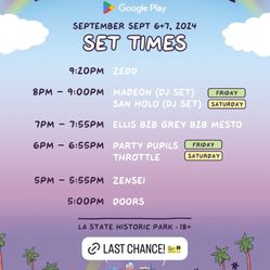 Zedd In The Park Sat 9/7