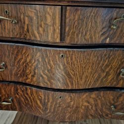 Antique Tiger Oak Serpentine Dresser