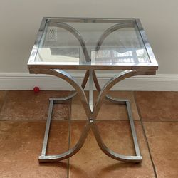 Glass And Metal End Table