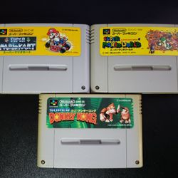 Nintendo Super Famicom SFC Game Lot of 3 Super Mario Kart Super Mario World